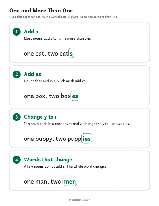One and More Than One Chart printable preview
