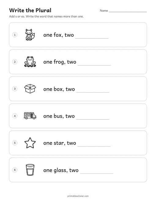 Write the Plural printable preview