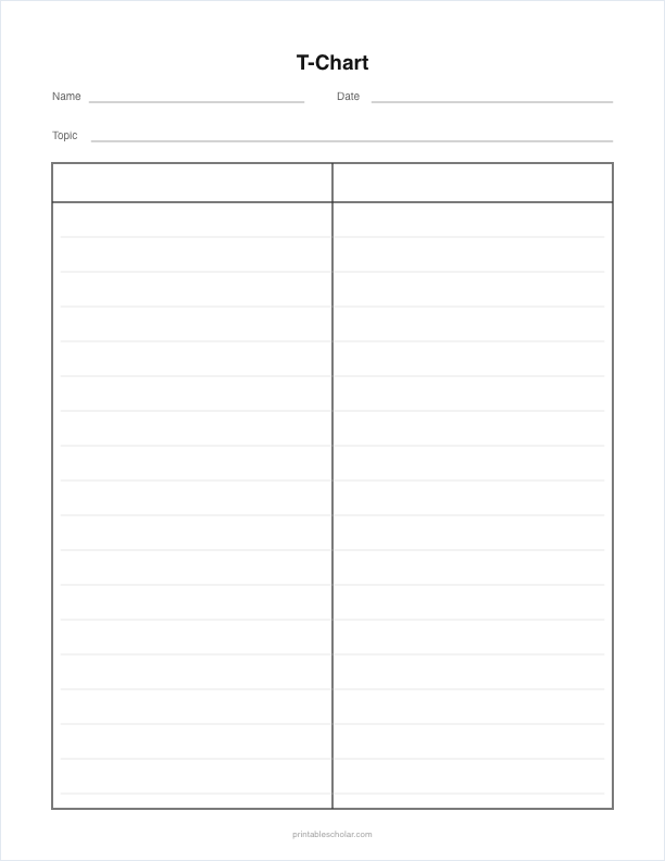 T-Chart worksheet preview