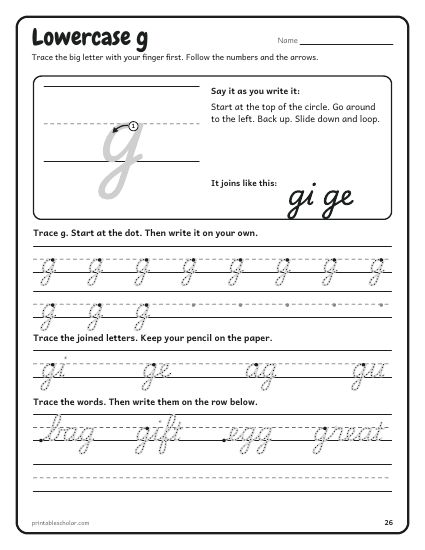 Cursive Handwriting Workbook, joins and words