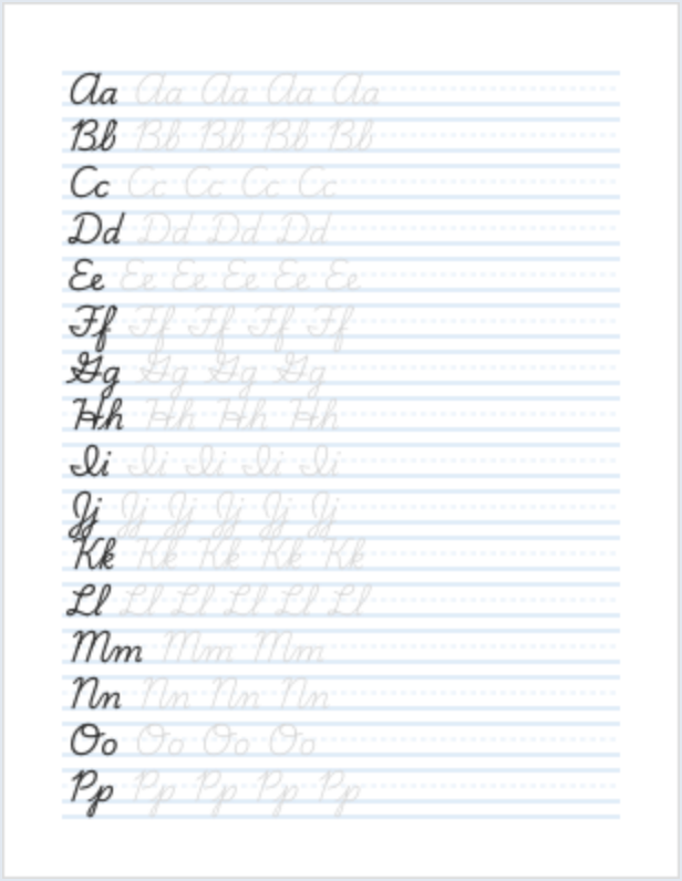 Cursive Alphabet Tracing, Upper & Lower handwriting worksheet PDF preview