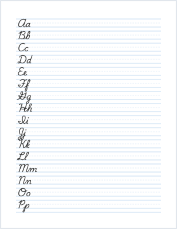 Cursive Alphabet, Upper & Lower handwriting worksheet PDF preview