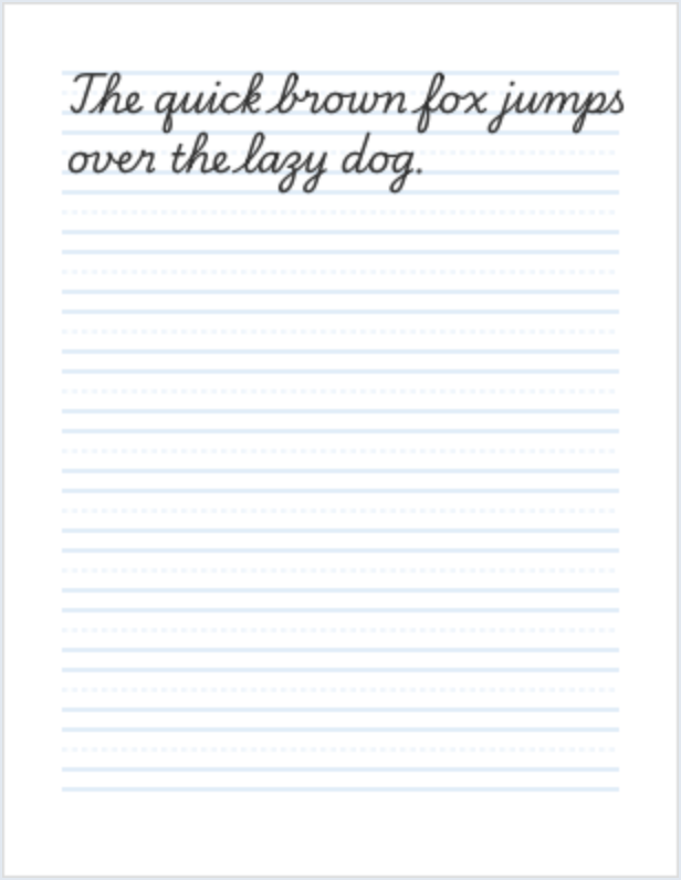 Cursive Sentence Practice handwriting worksheet PDF preview