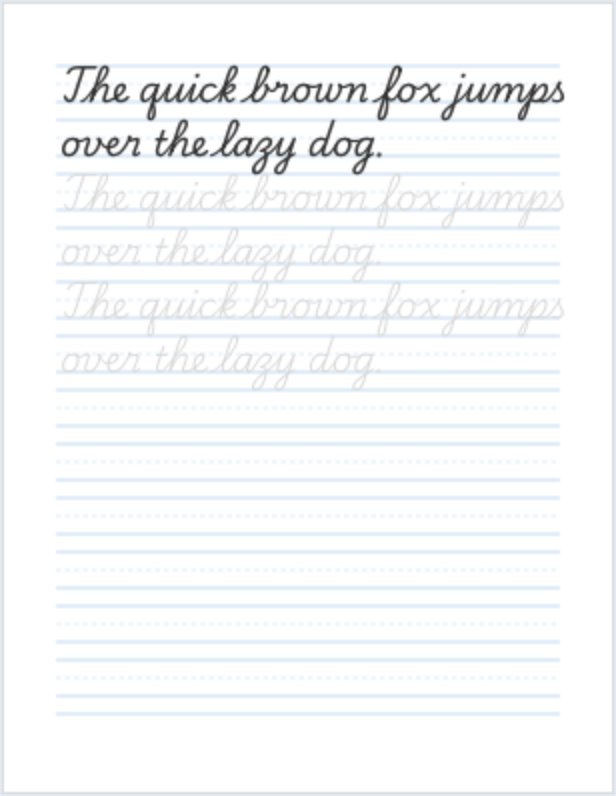 Cursive Sentence Tracing handwriting worksheet PDF preview