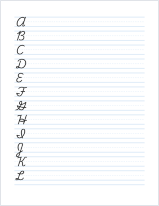Cursive Uppercase Alphabet handwriting worksheet PDF preview
