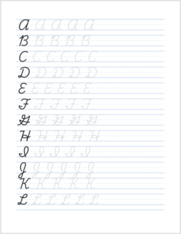Cursive Uppercase Letter Tracing handwriting worksheet PDF preview