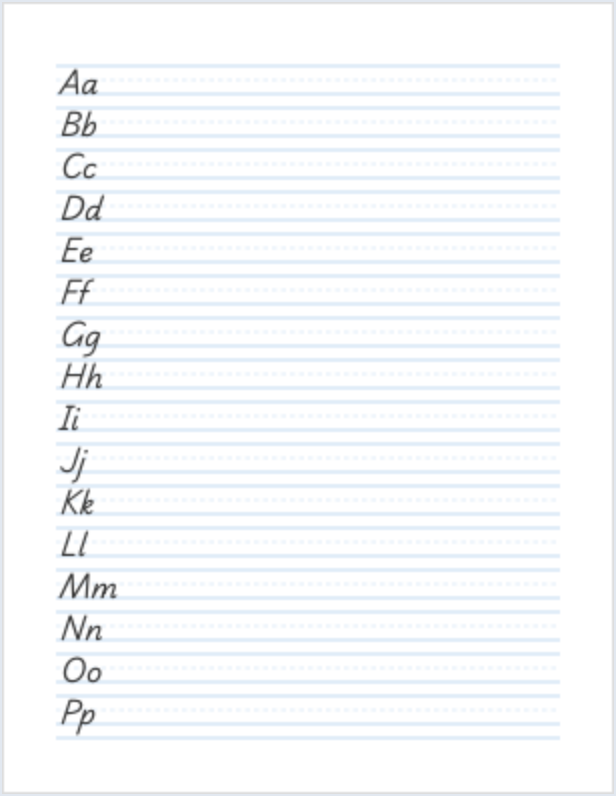D'Nealian Alphabet, Upper & Lower handwriting worksheet PDF preview