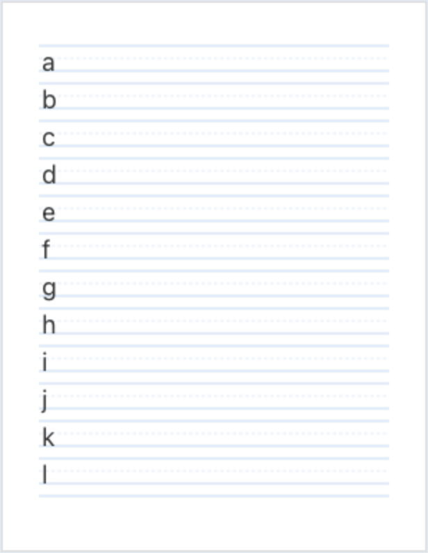 Print Lowercase Alphabet handwriting worksheet PDF preview