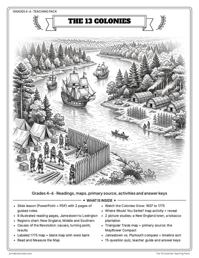 The 13 Colonies Teaching Pack cover