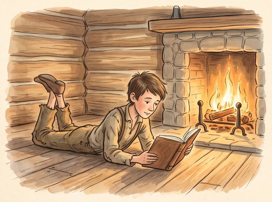 A Boy Who Loved Books: watercolor illustration