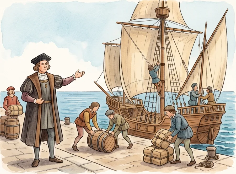 Prince Henry's Sailors: watercolor illustration
