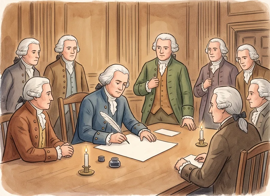 The Declaration of Independence: watercolor illustration