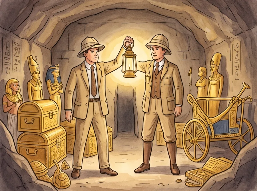 King Tut's Tomb Is Found: watercolor illustration
