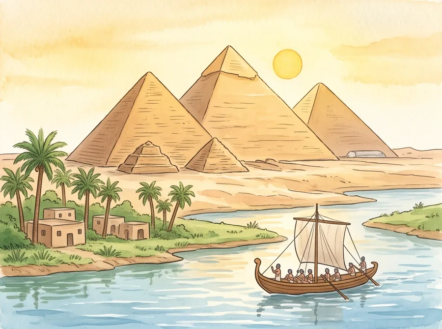 Ancient Egypt Timeline for Kids: watercolor illustration