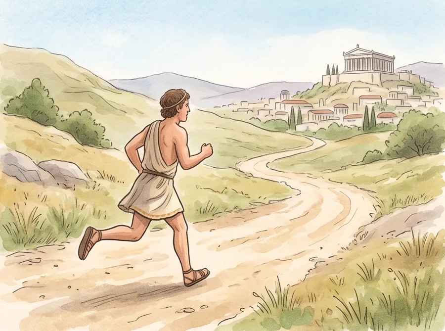 The Battle of Marathon: watercolor illustration