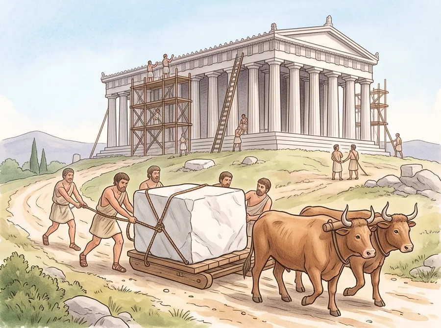 The Parthenon: watercolor illustration
