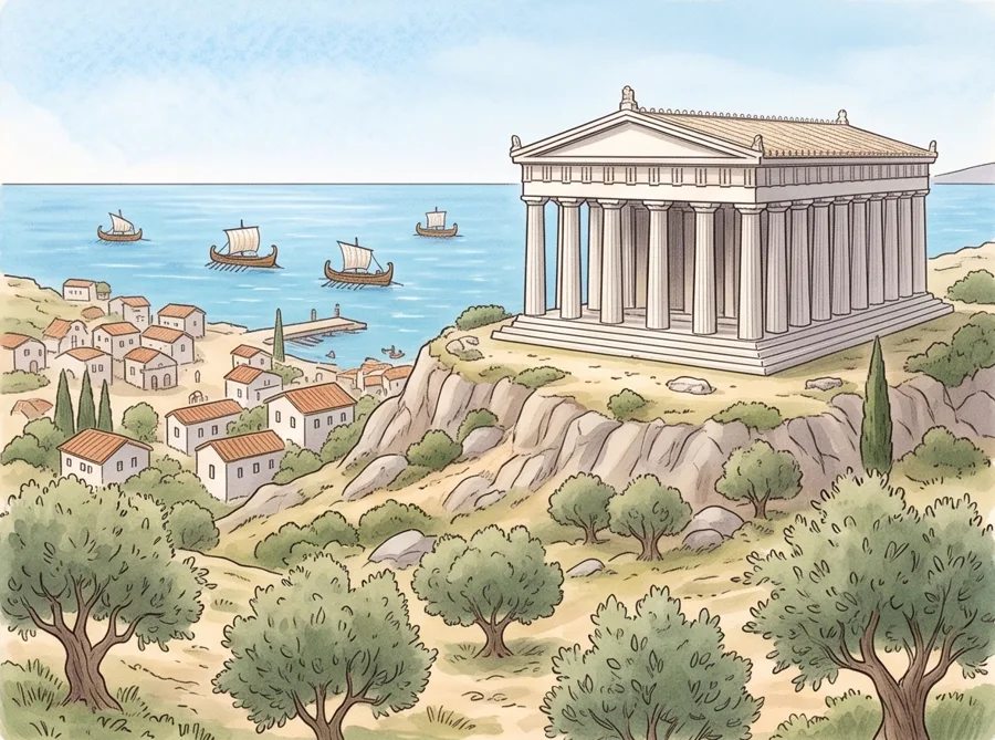 Ancient Greece Timeline for Kids: watercolor illustration