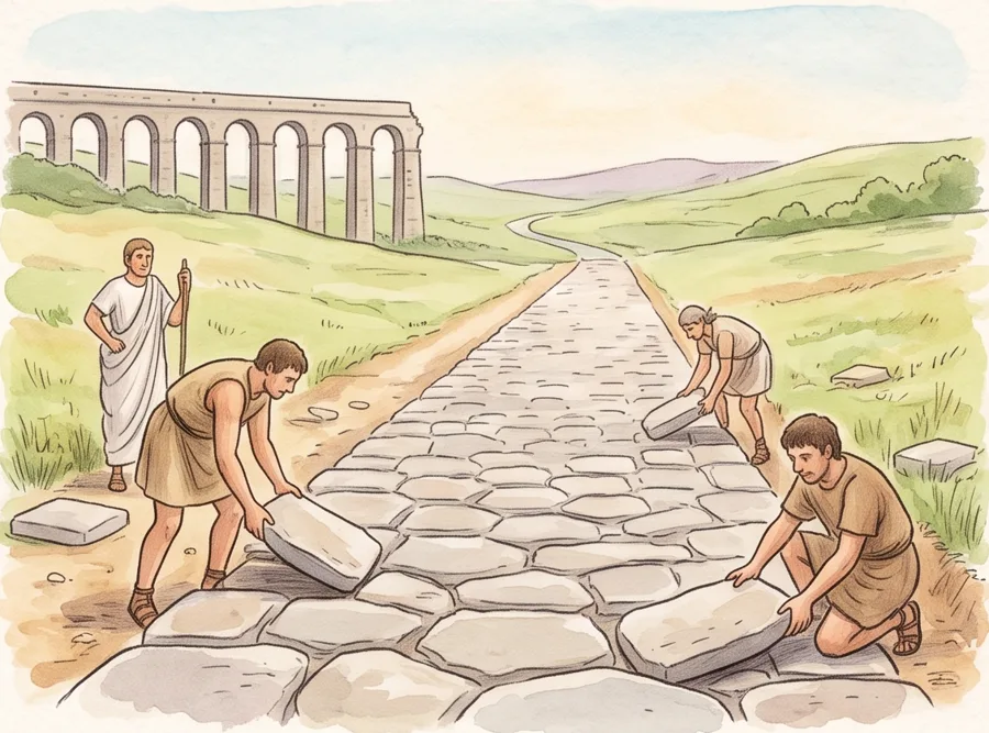 Roads and Water: watercolor illustration