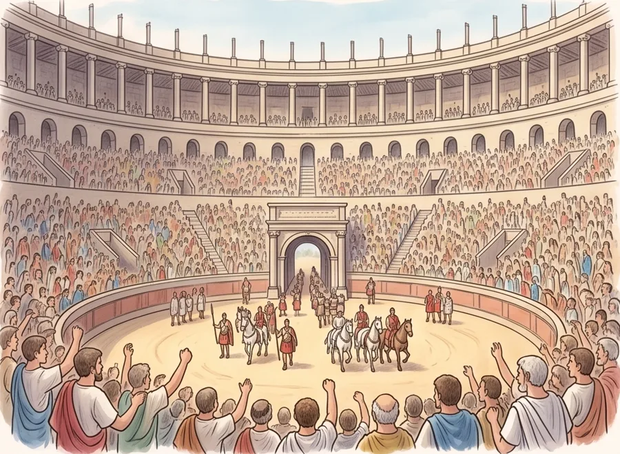 The Colosseum Opens: watercolor illustration