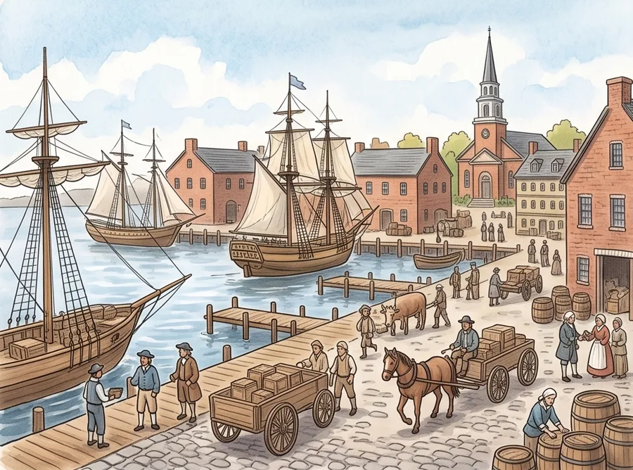 The Colonies Grow: watercolor illustration