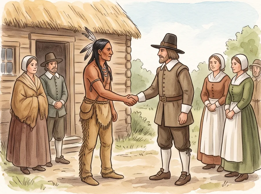A Visitor and a Promise: watercolor illustration
