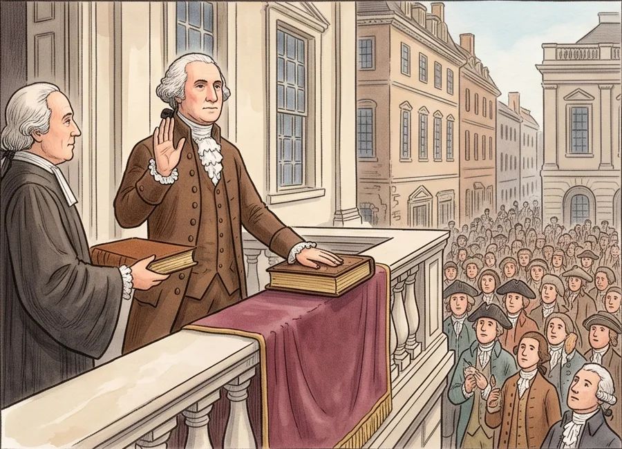 The First President: watercolor illustration