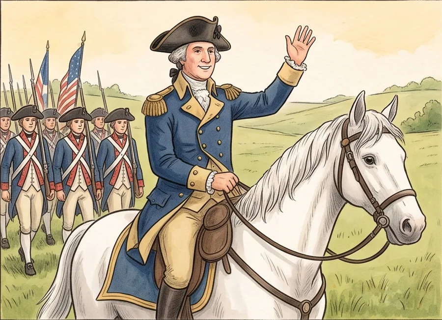 George Washington Timeline for Kids: watercolor illustration