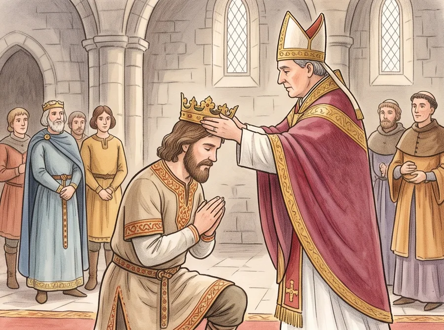 Emperor Charlemagne: watercolor illustration