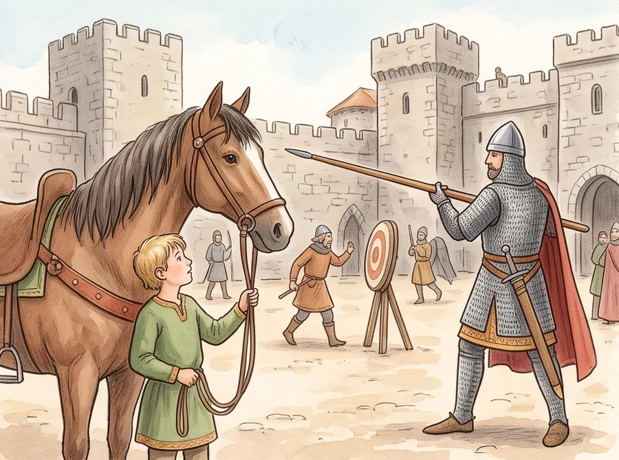 Knights and Castles: watercolor illustration