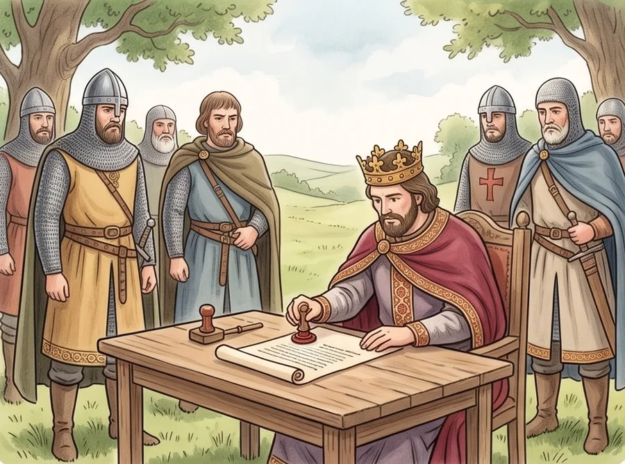 The Magna Carta: watercolor illustration