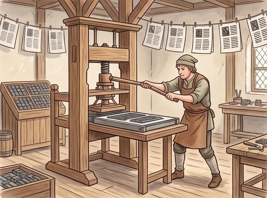 The Printing Press: watercolor illustration
