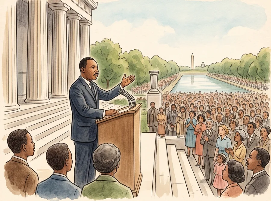 I Have a Dream: watercolor illustration