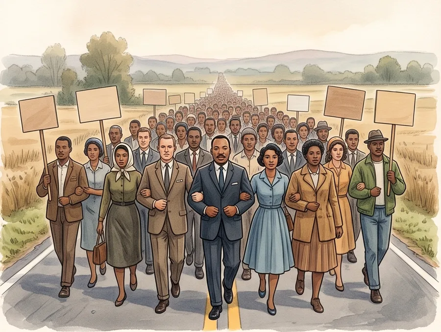 The March for Voting: watercolor illustration