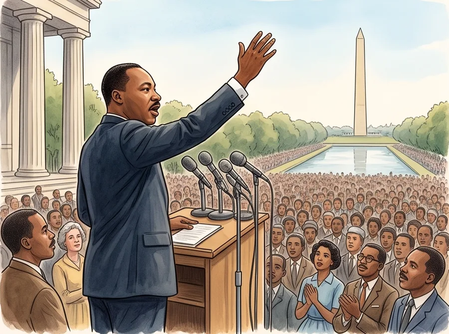 Martin Luther King Jr. Timeline for Kids: watercolor illustration