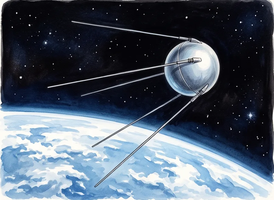 Sputnik: watercolor illustration