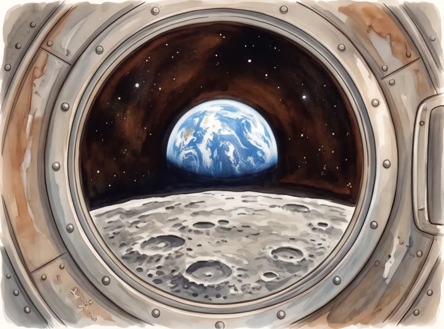 Around the Moon: watercolor illustration