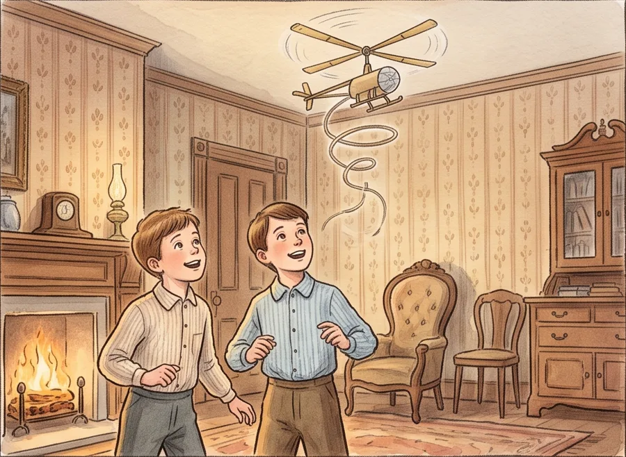A Toy That Flies: watercolor illustration