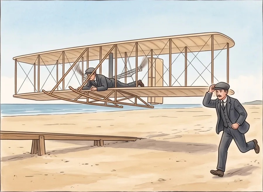 The First Flight: watercolor illustration