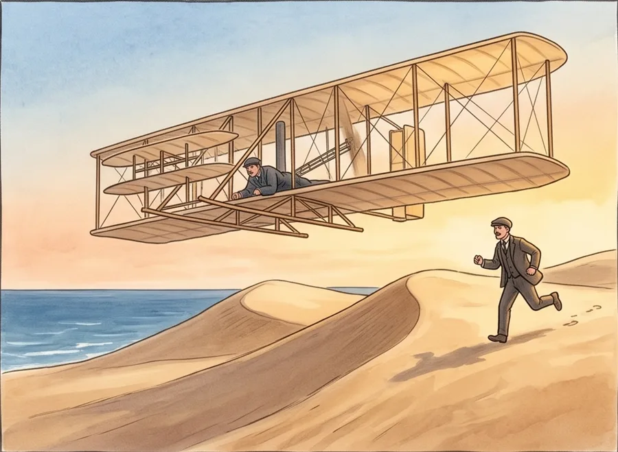 The Wright Brothers Timeline for Kids: watercolor illustration