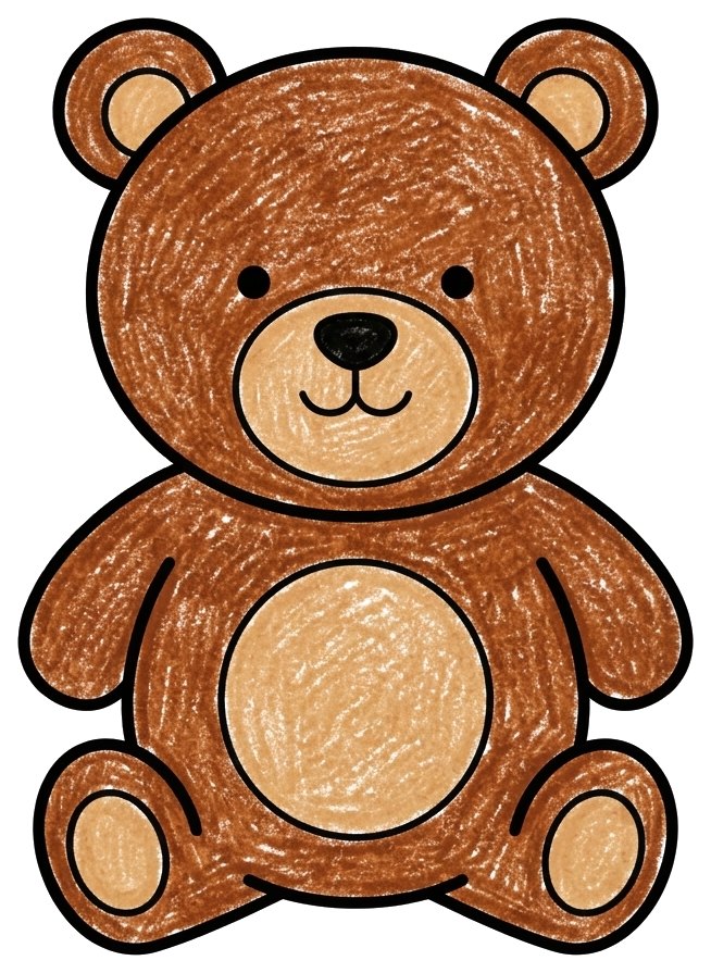Teddy bear, colored in