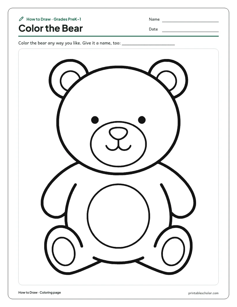 Teddy bear: Coloring Page worksheet preview