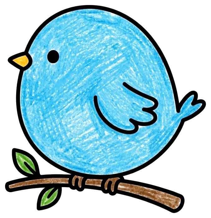 Cute bird, colored in