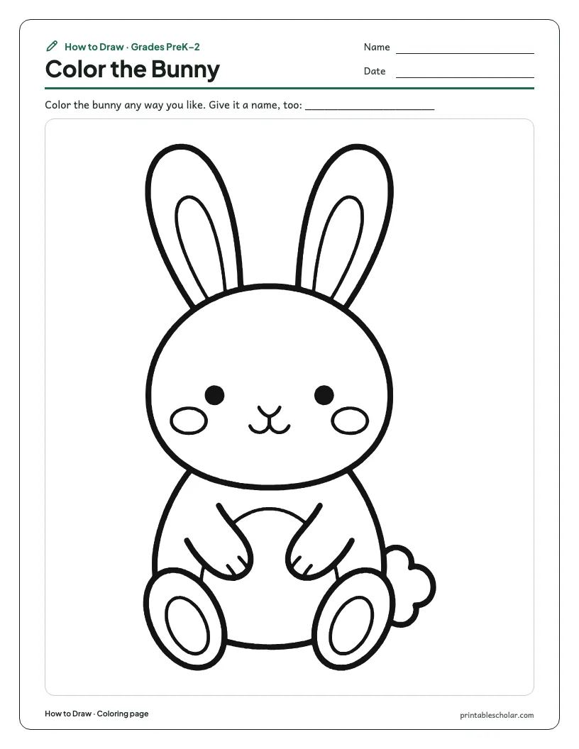 Cute bunny: Coloring Page worksheet preview