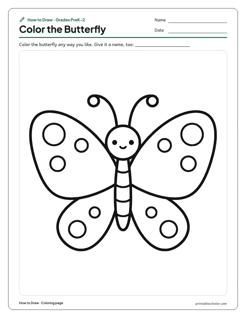 Easy butterfly: Coloring Page worksheet preview