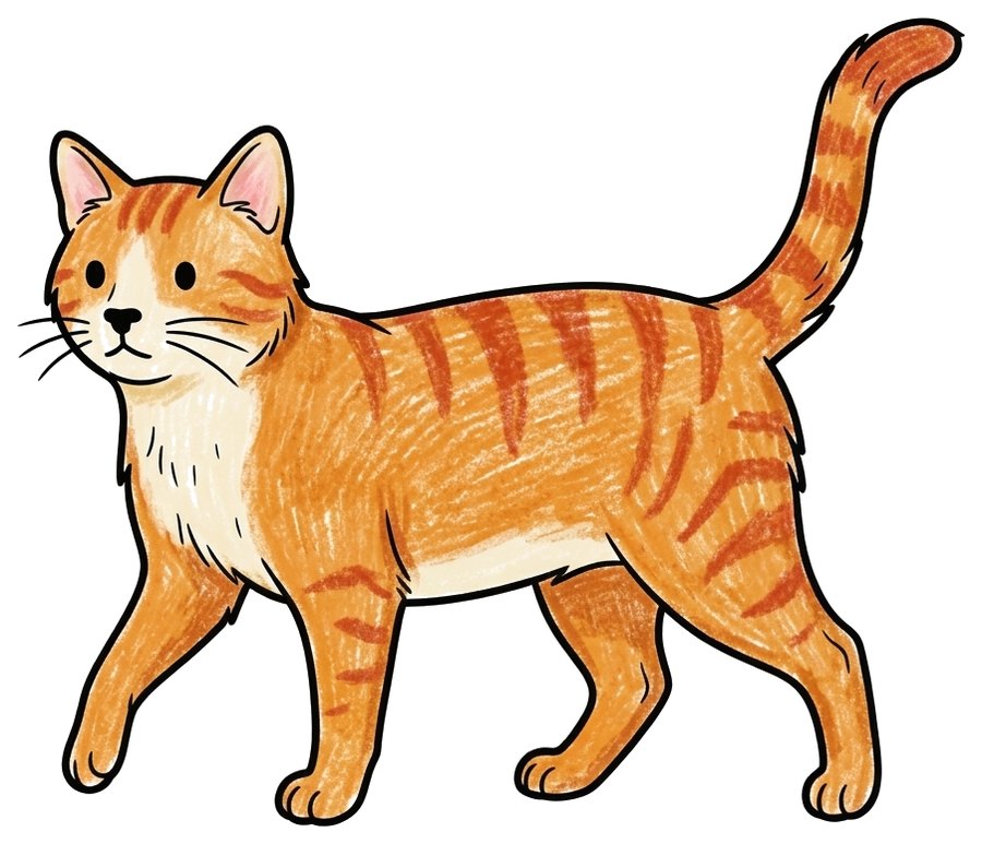 Walking cat, colored in