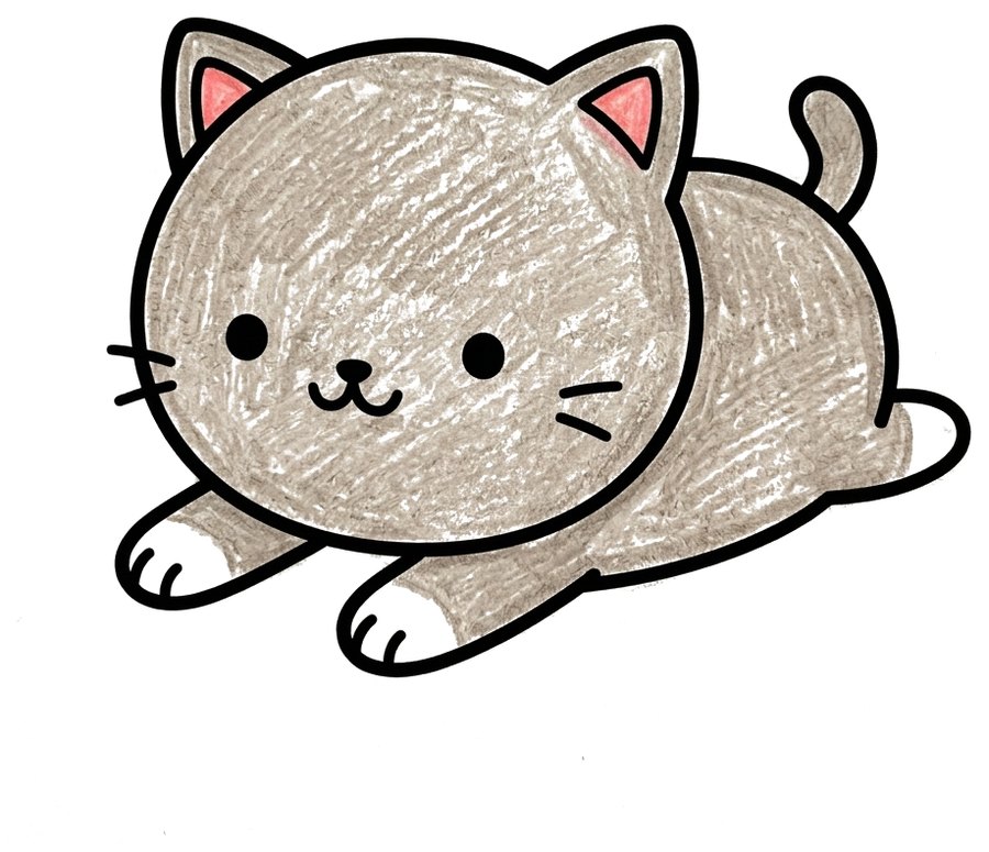 Cute kitten, colored in
