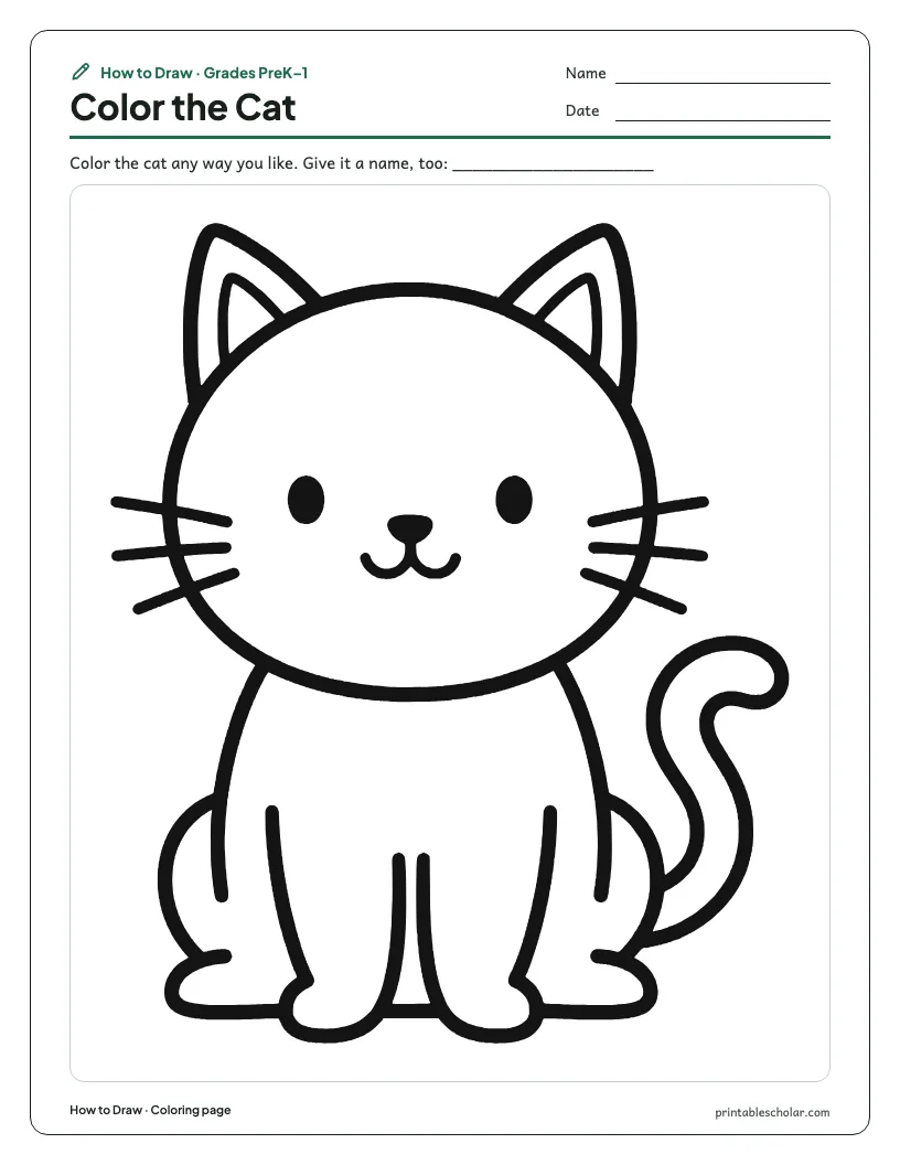 Easy cat: Coloring Page worksheet preview