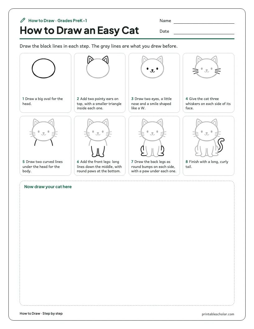 Easy cat: Step by Step worksheet preview