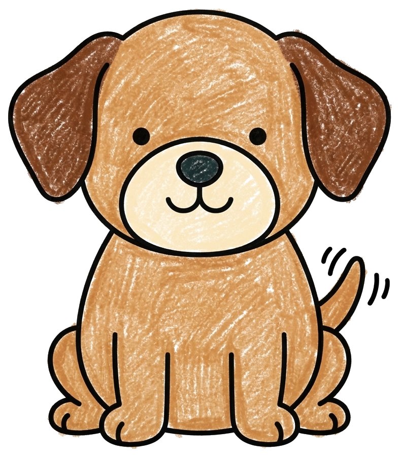 Cute dog, colored in