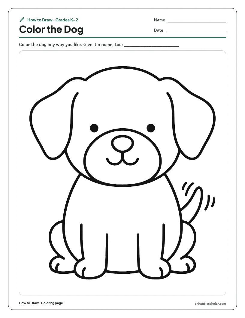 Cute dog: Coloring Page worksheet preview